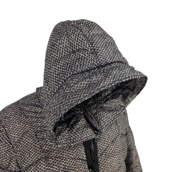 SALE Guess Black & White Hooded Winter Quilted Puffer Coat Women's Size Small - Picture 3 of 11